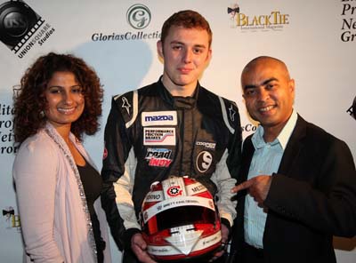 Diane Bacchus-Quddus, Race Car Driver Luca Forgeois and Nahaz Quddus of Qversal Global