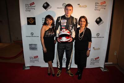Tess Medina Manager Gloria Cabrera, and Race Car Driver Luca Forgeois and Gloria Cabrera of Gloria Cabrera Salon and Spa.