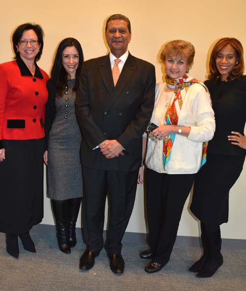 Sara Hand, Allyson Spellman,Amir A Dossal, Chairman Global Partnerships Forum, . Tas Dossal, Aisha McShaw. Photo by: Rose Billings/Blacktiemagazine.com