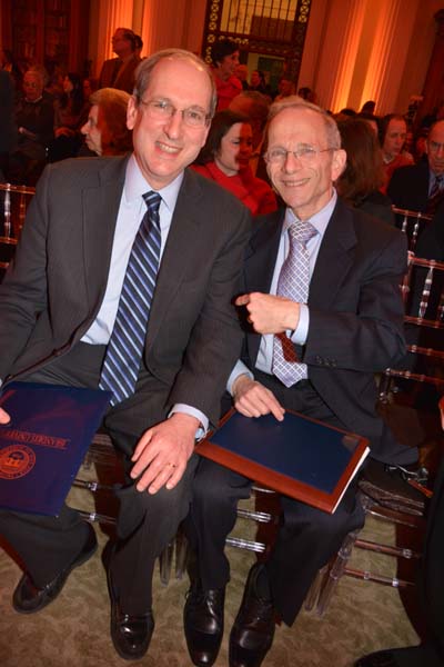 Frederick M. lawrence President Professor of Politics and Jonathan Sarna Speaker and author 'Lincoln and The Jews'.  Photo by:  Rose Billings/Blacktiemagazine.com