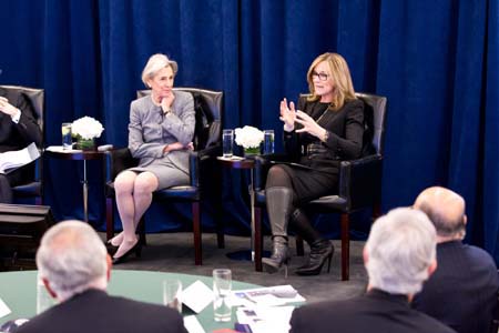 Panelists Shelly Lazarus, Ogilvy & Mather and Angela Ahrendts, Burberry.&nbsp; Committee Encouraging Corporate Philanthropy Board of Boards CEO Conference in New York, NY on International Corporate Philanthropy Day, February 27, 2012. Photo by Paul Morse © 2012