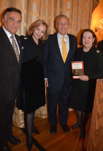 &nbsp;Tony Lo Bianco, Ronnie Perl Library Chair, Donald Rumsfeld , Catherine Lenihan.  Photo by:  Rose Billings