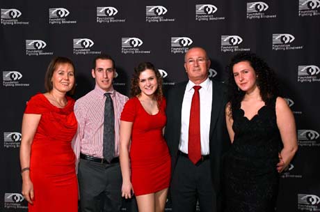 Building Toward a Cure Dinner Chairs Iris (left) and Reuven Spiegel (second from right) with their three children Oren, Gal and Tali (left to right). The March 7 event raised over $600,000 to benefit the Foundation Fighting Blindness and honored Ron Yeffet, president and CEO, GSR Concrete Tov, LLC; and Karen Holopigian, Ph.D., Research professor, Department of Ophthalmology, New York University School of Medicine. Photo by:  Zach Baudoin
