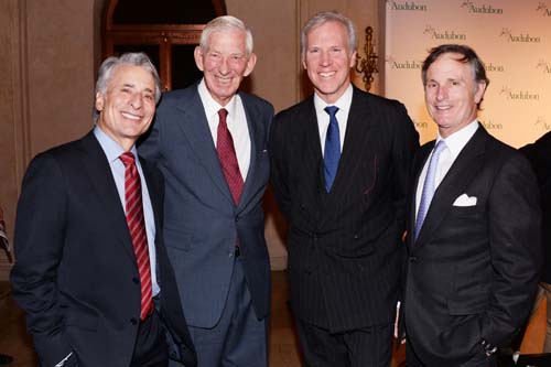 Audubon President and CEO David Yarnold, Nathaniel Reed, B. Holt Thrasher, and Audubon Board Chairman David B. Ford at the 2014 National Audubon Society Gala Dinner in New York. Photo by: Clint Spaulding/Patrick McMullan for National Audubon Society