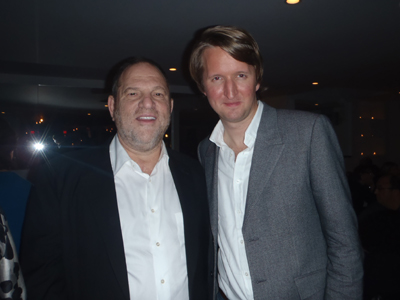 Harvey Weinstein, executive producer of "The King's Speech," with Tom Hooper, director of the movie, at the after party at 75 Main Street in Southampton.