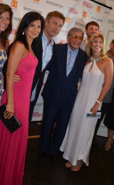 Hilaria  and  Alec Baldwin, Tony and Susan Bennett.  Photo by:  Rose Billings