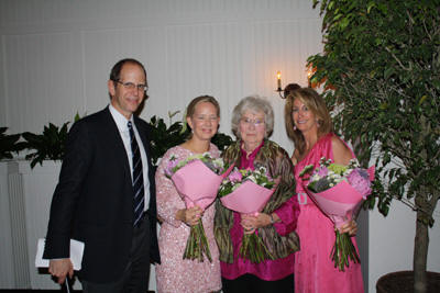 Robert S. Chaloner with chairs Cynthia Rutherford Patry; Pat Tolan and Tara Liddle