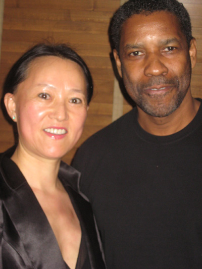 05-28-10 Dr. Xiuli Meng (L) and Denzel Washington at the Outer Critics Circle Theatre Awards at Sardi's. 234 West 44th St. Thursday afternoon 05-27-10