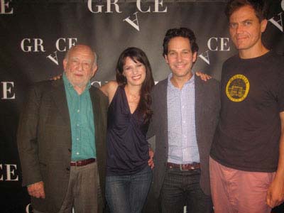 08-22-12 Cast members (L-R) Ed Asner. Kate Arrington. Paul Rudd. Michael Shannon at the press conference for "Grace" at the Grace Hotel. 125 West 45th St. Tuesday afternoon 08-21-12