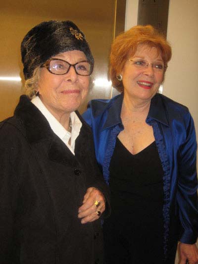 12-11-12 Marge Champion (L) and Anita Gillette at the opening night party for "13 Things About Ed Carpolotti" at 59E59 Theaters. 59 East 59th St. Tuesday night 12-11-12