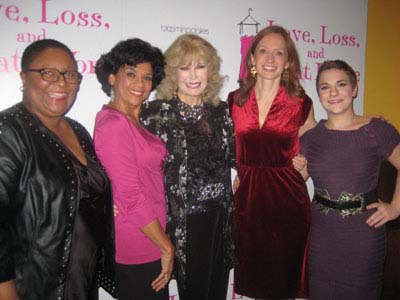12-17-11 Cast members (L-R) Myra Lucretia Taylor. Sonia Manzano. Loretta Swit. Emily Dorsch. Daisy Eagan celebrate the 900th performance of and the new cast of "Love. Loss And What I Wore" at B. Smith's Restaurant. 320 West 46th St. Thursday night 12-15-11