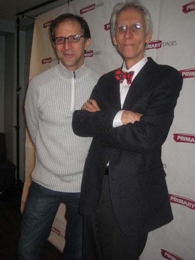 02-13-13 Director John Rando (L) an playwright David Ives at the opening night party of "All in the Timing" at the Volstead. 125 East 54th St. Cafe. Tuesday night 02-12-13