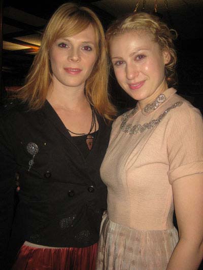 02-13-12 Cast members Annika Boras (L) and Margaret Loesser Robinson at the opening night party for "The Broken Heart" at Gallagher's Steak House. 228 West 52nd St. Sunday night 12-12-12