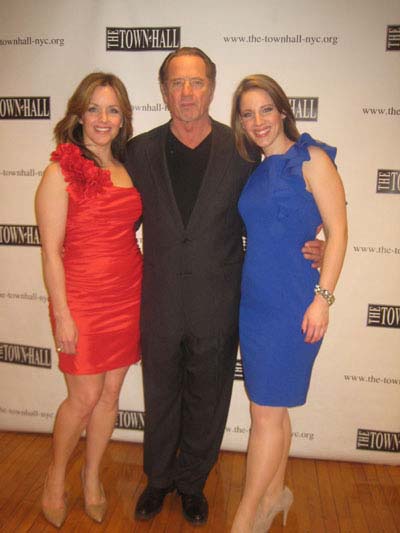 02-14-12 Cast members (L-R) Alice Ripley. Tom Wopat.Jessie Mueller of "The Broadway Musicals of 1946" in the after-party in the party room of the Town Hall. 123 West 43rd St. Monday night 02-13-12