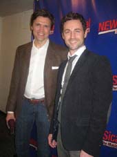 02-03-12 Brent Barrett (L) and Max Von Essen at the opening night of "NEWSical the Musical: End of the World Edition" at Theatre Row. 410 West 42nd St.