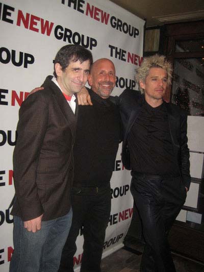 02-08-13 Cast members (L-R) Jonathan Marc Sherman. Artistic Director Scott Elliott. Ethan Hawke at the opening night party of "Clive" on the West Bank Cafe. 407 West 42nd St. Thursday night 02-07-13