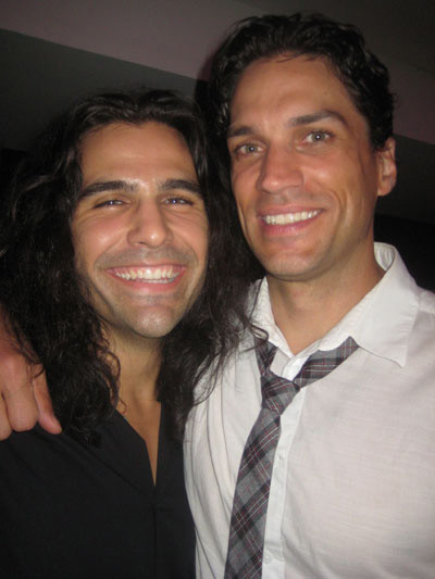07-14-11 Cast member Steel Burkhardt (L) and former cast member Will Swenson at the opening night party for "Hair" at the Sky Room Times Square. 330 West 40th St. Wednesday night 07-13-11
