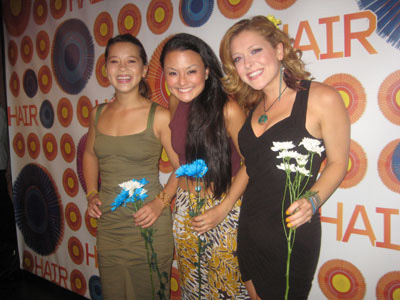 07-14-11 Cast members (L-R) Jen Sese. Cailan Rose. Emily Afton at the opening night party for "Hair" at the Sky Room Times Square. 330 West 40th St. Wednesday night 07-13-11