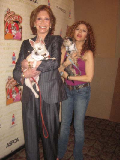 07-15-12 Mary Tyler Moore (L) and Bernadette Peters with dogs at Broadway Barks 14th Annual Animal adoption event at the Booth Theatre on West 45th St. Saturday morning 07-14-12