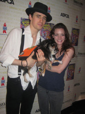 07-10-11 Reeve Carney and Jennifer Damiano and two dogs at Broadway Barks Lucky 13 Annual adopt-a-thon at the Bernard Jacobs Theatre. 242 West 45th St.