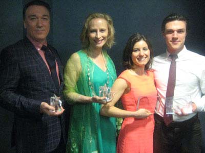06-13-12 (L-R) Equity's Richard Seff Awards Patrick Page and Laila Robins. Equity's Clarence Derwent Awards Susan Pourfar. and Finn Wittrock atActors Equity. 165 West 46th St. Tuesday afternoon 06-12-12