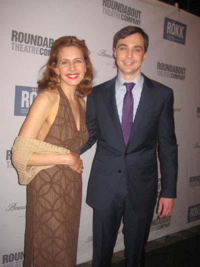 06-15-12 Cast members Jessica Hecht and Jim Parsons at the opening night for "Harvey" at Studio 54. 254 West 54th St. Thursday night 06-14-12
