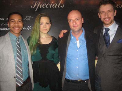 03-13-13 (L-R) Cast members Aaron Clifton Moten. Louisa Krause. Matthew Maher. Alex Hanna at the opening night party of "The Flick" in the West Bank Cafe St. 407 West 24nd St. Tuesday night 03-12-13