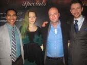 03-13-13 (L-R) Cast members Aaron Clifton Moten. Louisa Krause. Matthew Maher. Alex Hanna at the opening night party of "The Flick" in the West Bank Cafe St. 407 West 24nd St. Tuesday night 03-12-13