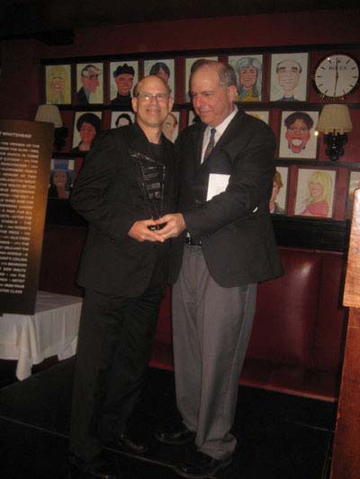 03-14-12 Jon B. Platt (L) receives the Robert Whitehead Award from Commercial Theater Institute Executive Director Jed Bernstein at Sardi's. 234 West 44th St. Tuesday afternoon 03-13-12