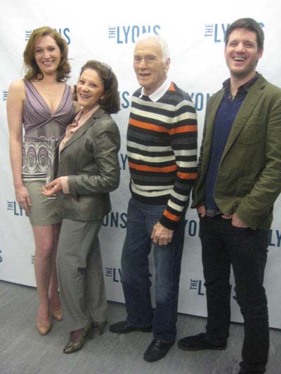 03-29-12 Cast members (L-R) Kate Jennings Grant. Linda Lavin. Dick Latessa. Michael Esper at a Meet & Greet of "The Lyons" at Davenport Studios. 250 West 49th St. Wednesday morning 03-28-12