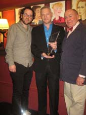 03-07-13 (L-R) Cast members Stephen Barker Turner. playwright Rajiv Joseph. Babak Tafti at the opening night party for "The North Pool" at The Vineyard Theatre.