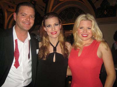 05-14-12 Cast members (L-R) Clarke Thorell. Rachel York. Megan Hilty at the cast party for "Gentlemen Prefer Blondes" in the mezzanine lobby at City Center. 131 West 55th St.