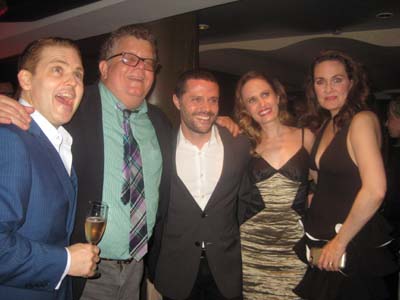 05-29-15 (L-R) Cast members Robert Creighton. Artistic Director James Morgan. choreographer Joshua Bergasse. Ellen Zolezzi. Danette Holden at the opening night party for "Cagney" at the Lexicon Club. 226 East 54th St. Thursday night. 05-28-15 -15.  Photo by:  Aubrey Reuben