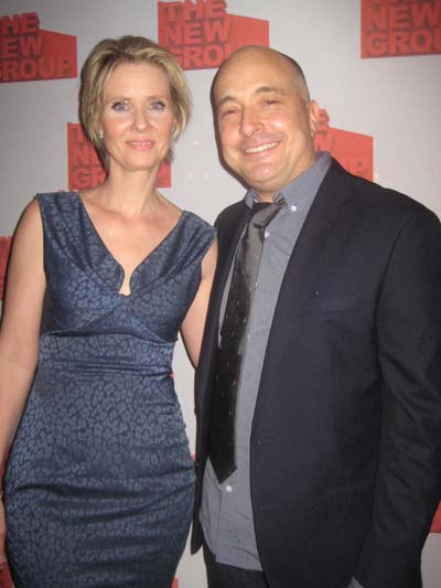 11-19-15 Director Cynthia Nixon and playwright Mark Gerrard at the opening night party for "Steve" at the West Bank Cafe. 407 West 42nd St. Wednesday night. 11-18-15.  Photo by:  Aubrey Reuben