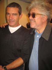 10-12-11 Antonio Banderas (L) and director Pedro Almodovar after a Q & A for their film "The Skin I Live In" at the Walter Reade Theater. 165 West 65th St.