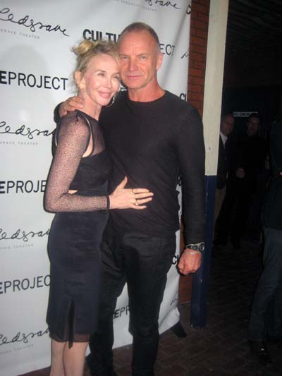10-14-13 Cast member Trudie Styler and husband Sting at the opening night party for "The Seagull" at Bear & Grill. 40 East 4th St. Sunday night 10-13-13.  photo by:  aubrey reuben