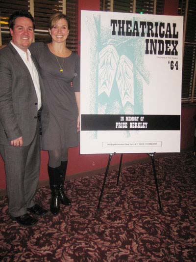 10-20-11 Steve Bebout and wife/actress Holly Davis "Sister Act" at the memorial for Price Berkley. Founder of "Theatrical Index" at Sardi's. 234 Wesr 44th St. Wednesday afternoon. 10-19-11