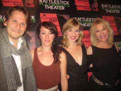 10-26-12 Cast members (L-R) McCaleb Burnett. Samantha Soule. Maren Bush. Pamela Shaw at the opening night for "A Summer Day" in the lobby of the Cherry Lane Theatre. 38 Commerce St. Thursday night 10-25-12