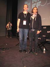 10-05-13 (L-R) Director James Gray. Joaquin Phoenix at a Q & A after a screening of "The Immigrant" at the Walter Reade Theater. photo by: aubrey reuben