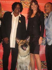 09-09-11 (L-R) Whoopi Goldberg. Animal Planet's Victoria Stilwell. Orlando Brown and Rin Tin Tin at the official kickoff for the American Humane Association
