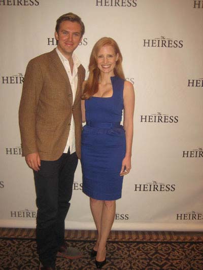 09-14-12 Cast members (L-R) Dan Stevens. Jessica Chastain at a photo op for "The Heiress" at the Empire Hotel. 44 West 63rd St. Thursday morning 09-13-12