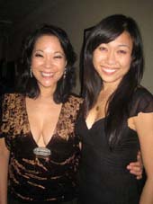 09-16-11 Cast members Christine Toy Johnson (L) and Angela Lin at the opening night party for "Crane Story" at Perilla