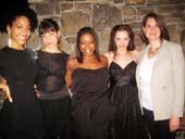 09-16-13 (L-R) Cast members Nedra McClyde. Susannah Flood. Quincy Tyler Bernstine. Colleen Werthmann. Jennifer R. Morris at the opening night party for "Mr. Burns. A Post-Electric Play" at Tir Na Nog Irish Pub & Grill. 315 West 39th St. photo by: aubrey reuben