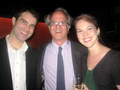 09-17-13 (L-R) Cast members Bernardo Cubria Producing Artistic Director Jonathan Banks. Natalie Kuhn at the opening night party for "Philip Goes Forth" at the West Bank Cafe. 407 West 42nd St. 09-16-13. photo by: aubrey reuben