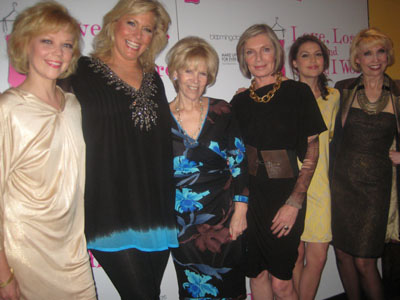 06-03-11 Cast members (L-R) Emily Bergl. Emme. producer Daryl Roth. Susan Sullivan. Ashley Austin Morris. Julie Halston at the new cast party for "Love. Loss. and What I Wore" at B. Smith's Restaurant. 320 West 46th St. Thursday night 06-01-11