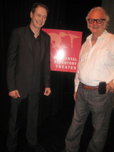 06-02-11 Steve Buscemi (L) and John Strasberg at a reception before a Q & A between Strasberg and Buscemi to benefit the company at The Living Theatre. 21 Clinton St. Wednesday night 06-01-11