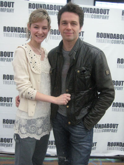 05-12-11 Cast members (L-R) Jill Paice. Julian Ovenden of "Death Takes a Holiday" at a photo op at Roundabout Rehearsal Studio. 115 West 45th St. Thursday morning 05-12-11