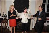 Kate Spade (center) giving welcome speech with Pamela Bell and Andy Arons. Photo by: Rob Rich