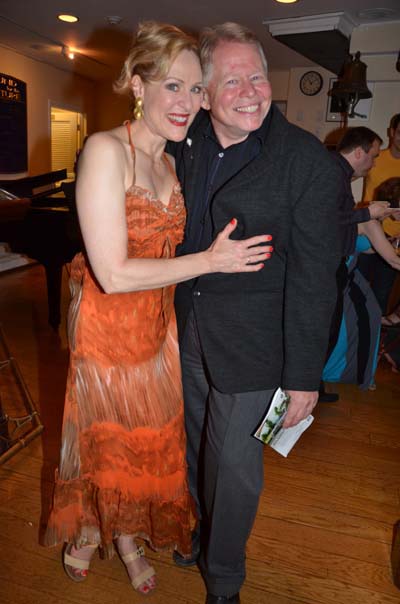Donna English and Joel Vig ( together again in cast of Ruthless ) cheers for Donna in Lend Me A Tenor at Bay Street Theatre love you Joel