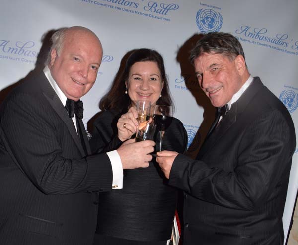 Leo Ford, Ms Maria Luiza Ribeiro Viotti, Chef de Cabinet, Executive Office of the Secretary General,  and Nigel Cosans.  Photo by:  Rose Billlings/Blacktiemagazine.com